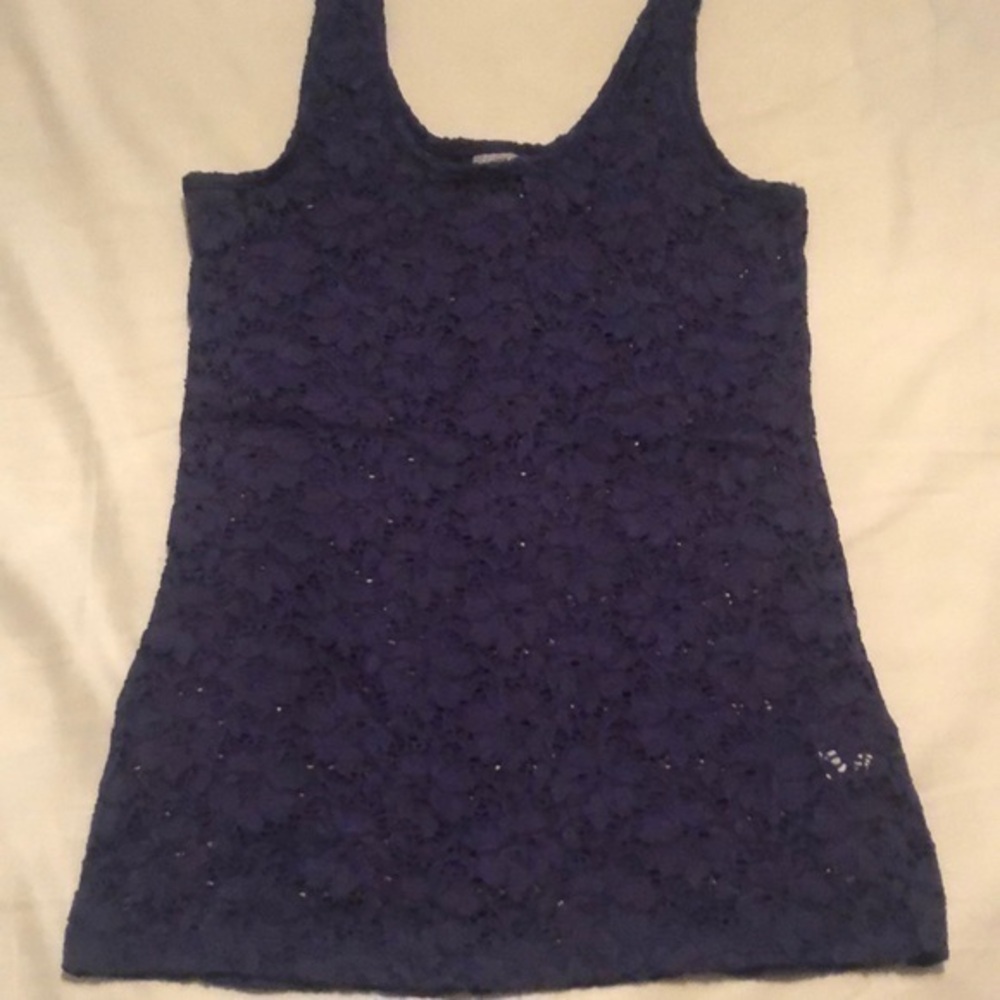 Vanity navy blue lace tank top size xl